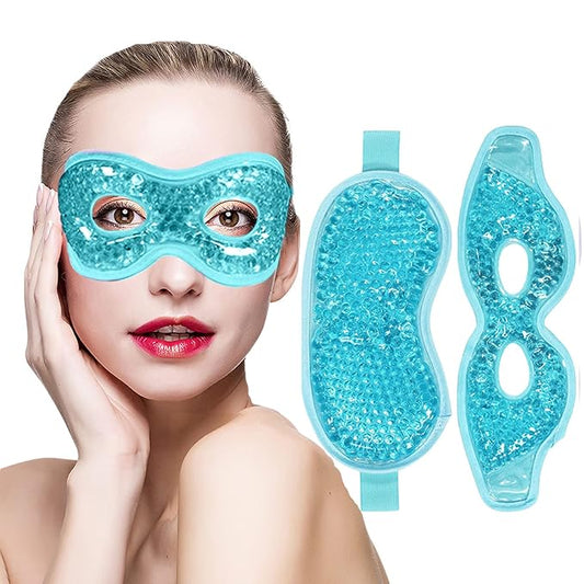 Permotary 2PCS Ice Gel Eye Mask Hot Cold Therapy Cooling Gel Beads Eye Mask,Reusable Hot Cold Compress Ice Eye Pack for Puffiness/Dark Circles/Eye Bags/Dry Eyes/Headaches/Migraines/Stress Relief-Velvo Beauty