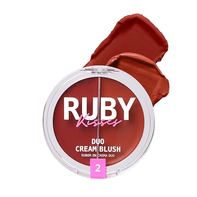 Ruby Kisses Duo Cream Blush, Smooth, Natural-Looking, Long-Lasting Face Makeup Blush for Cheeks, Lips, and Eyes, Buildable and Blendable, Infused with Green Tea, Aloe Vera Extract, and Hyaluronic Acid-Velvo Beauty