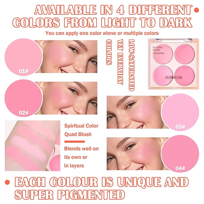 Blush Palette,Shimmer Silky Matte Blush Powder Palette,Professional Cute Face Contour Highlighter Blush Palette with Blush Makeup Brush 01-Velvo Beauty