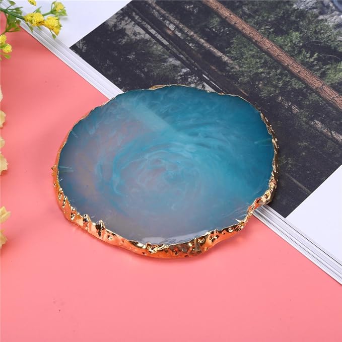 Nail Art Palette, Natural Resin Stone Nail Art Palette for Painting Placing Things Making Nail(Blue)-Velvo Beauty