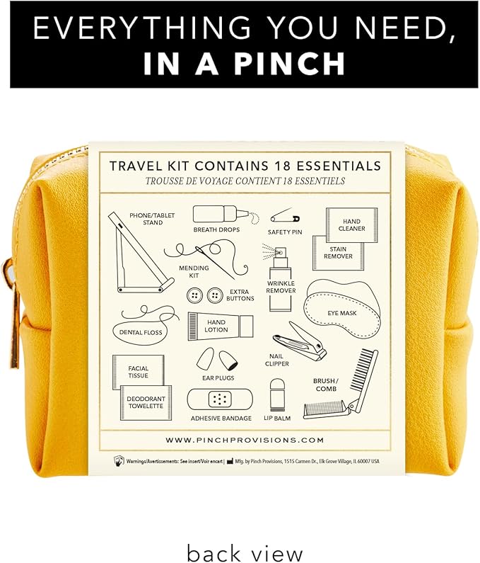 Pinch Provisions Travel Kit, includes 18 Must-Have Emergency Essential Items for Travelling, Ideal Road Trip or Airport Gift for Friends, Family & Peers, Portable Pouch-Velvo Beauty