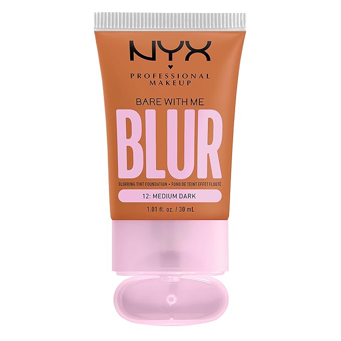 NYX PROFESSIONAL MAKEUP Bare With Me Blur Skin Tint Foundation Make Up with Matcha, Glycerin & Niacinamide - Medium Dark-Velvo Beauty