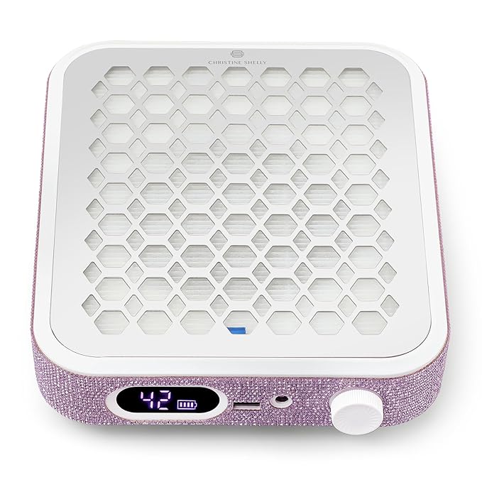 Nail Dust Collector, Rechargeable Dust Collector Nail Tech, Powerful Vacuum Fan Vent Dust Collector Extractor Dust Suction Machine for Acrylic Nails Polishing, Nail Salon&Home,Purple-Velvo Beauty