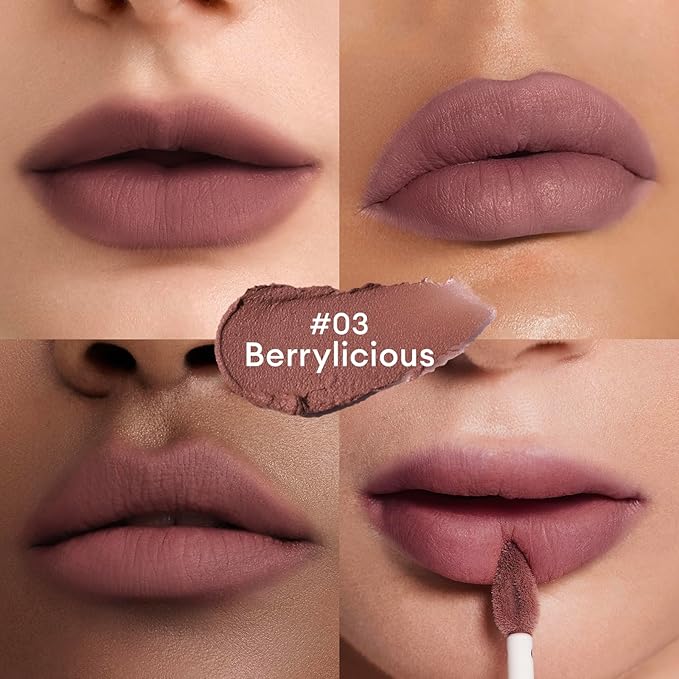 ITY Velvet Matte Finish Lip Stain-Mousse Textured Lip Clay, Nude Shade, Conceals Lip Lines, Rich Pigment Lip Tint Lipsticks, 0.14 oz (4g) in Berrylicious-Velvo Beauty