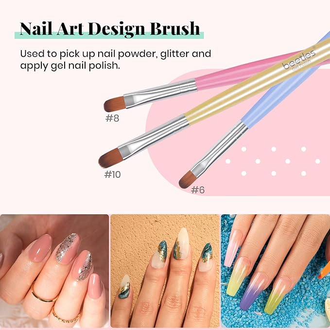 Beetles Gel Nail Brush, 7Pcs Nail Art Brushes, Nail Art Tips Nail Brushes for Nail Art Nail Painting Brush Pen Set for Home and Salon Use Decoration-Velvo Beauty