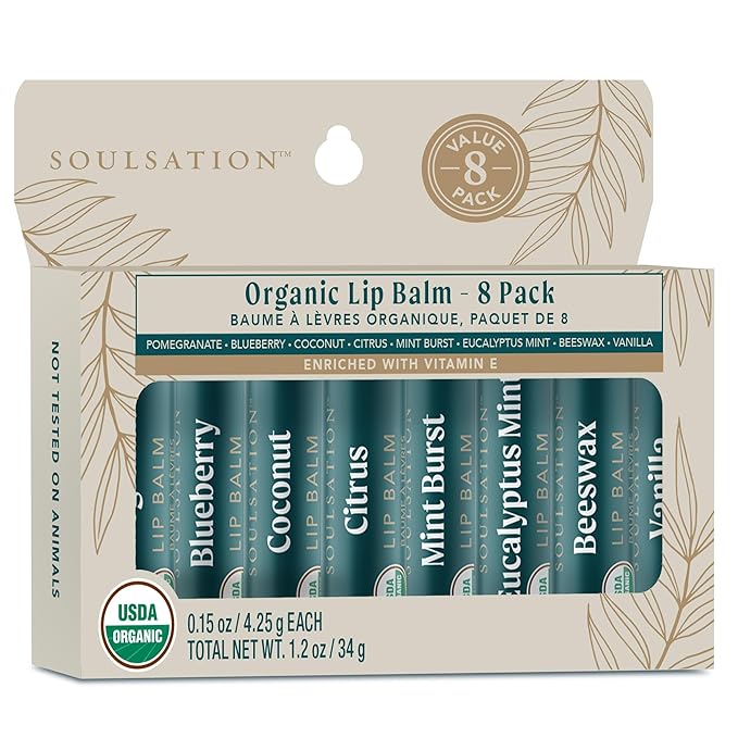 Organic Lip Balm Set, 8PK-Velvo Beauty