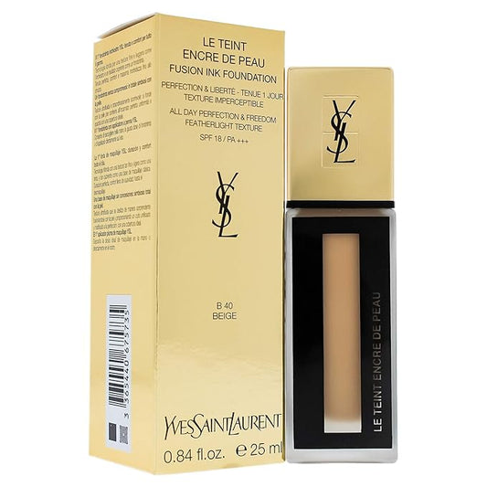 Yves Saint Laurent Le Teint Encre De Peau Fusion Ink Foundation SPF 18, B40 Beige, 0.84 Ounce-Velvo Beauty