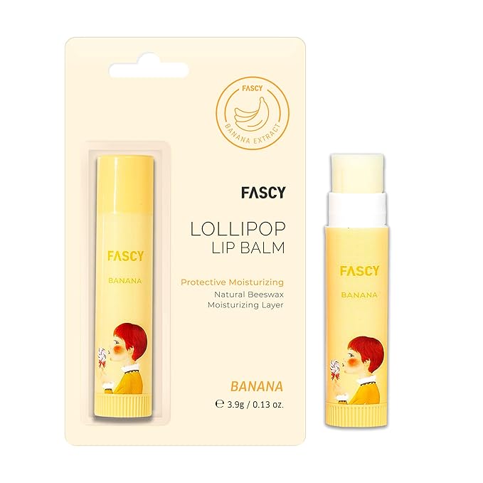 FASCY Lollipop Lip Balm Banana, Lip Balms & Moisturizers, Korean Lip Balm, Korean Lip, Korean Lip Products, Paraben Free, Moisturizing, 0.13 Oz, (Banana)-Velvo Beauty