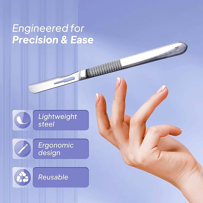 #14R Blades Dermaplaning Scalpels with Dermaplane Handle - Pack of 15 Dermaplane Razor for Women Face + Dermaplane Handle #3, Dermaplaning Tool for Face-Velvo Beauty