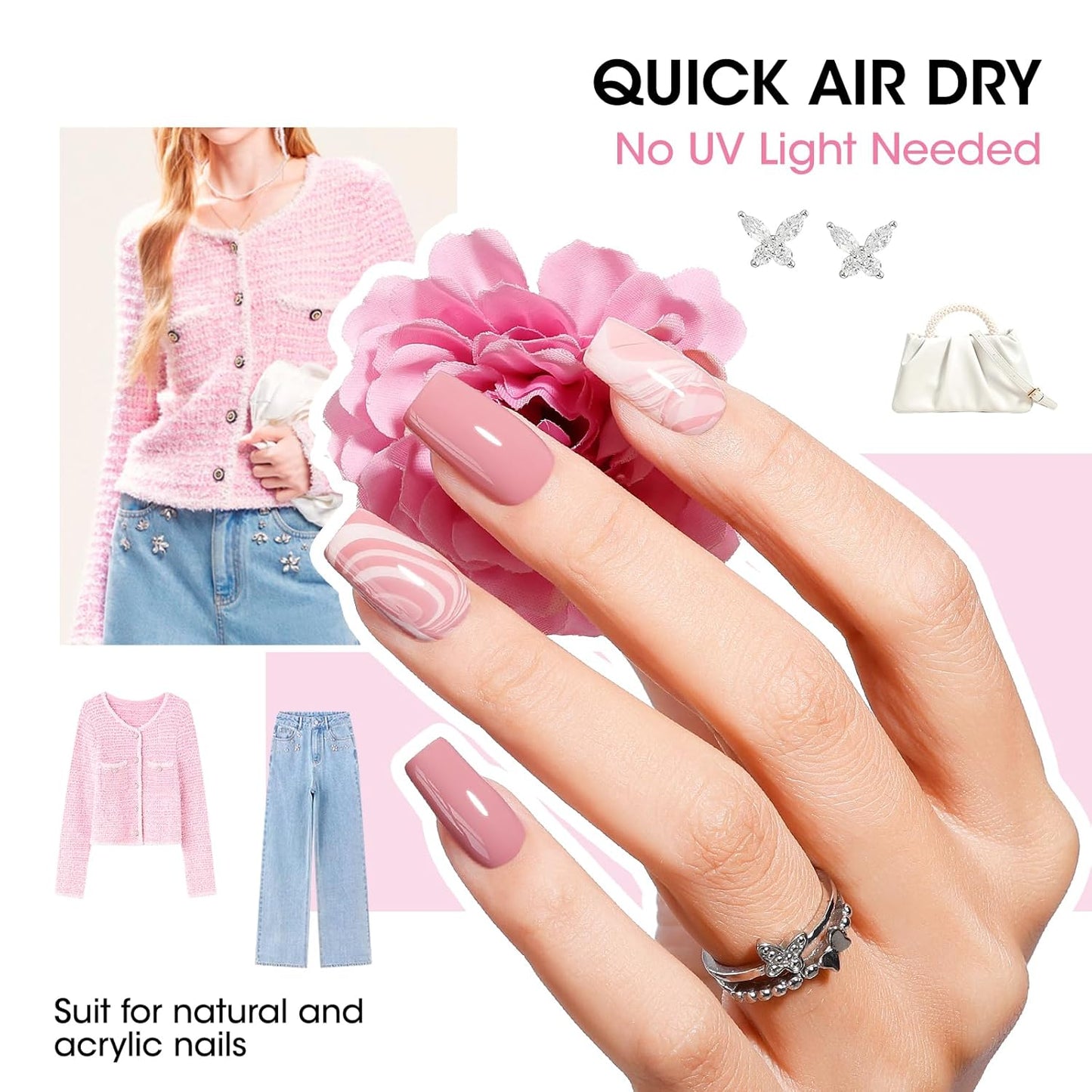 GELLEN Nail Polish Set, French Tip Manicure Nude White Regular Nail Polish Quick Air Dry Bright 12 Colors Set for Women Fingernail Toe Nails Salon Home, Non UV Gel, Hema Free, Non-toxic, Long Lasting-Velvo Beauty