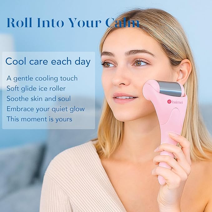 BAIMEI Stainless Steel Ice Roller for Face & Gua Sha Facial Tools, Soothes Puffiness, Relieves Pain, Self - Care Gift for Women-Velvo Beauty