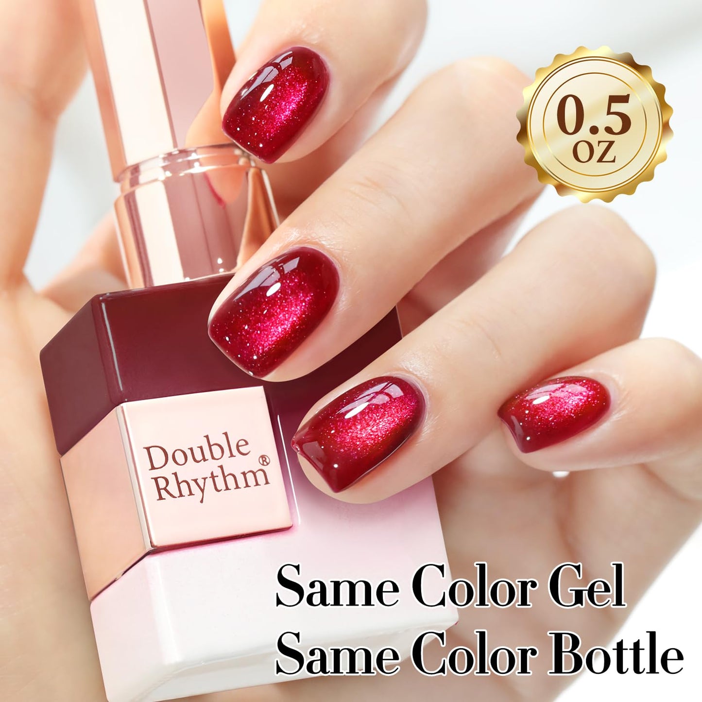 Double Rhythm 15ML Ice Glass Cat Eye Gel Polish with Magnet Holographic Glitter Shimmer Translucent Sheer Color Salon Soak Off Magnetic Nail at Home (Dark Cherry-MC1295)-Velvo Beauty