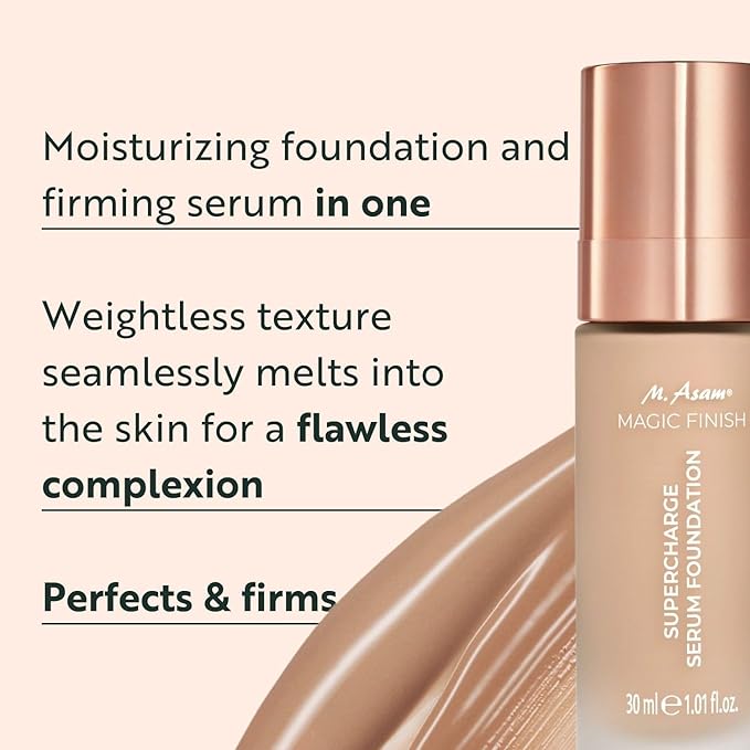 M. Asam MAGIC FINISH Supercharge Serum Foundation Cool Honey (1.01 Fl Oz) - Moisturizing Make Up & Firming Face Serum In One, Anti-aging CC Cream With Optimal Coverage & Hyaluronic Acid-Velvo Beauty
