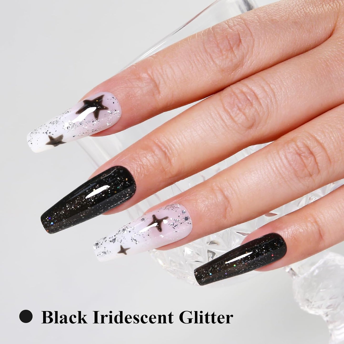 Imtiti Glitter Gel Nail Polish, Black Iridescent Glitter Gel Polish Diamond Shimmer Sparkle Soak Off UV LED Autumn Winter Manicure 10ML-Velvo Beauty