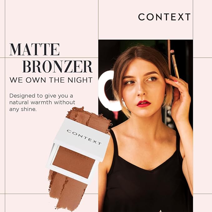 Context Skin Matte Bronzer Powder | Vegan & Cruelty-Free Powder Bronzer for Face | Sun-Kissed Makeup Finish | Long-Lasting, Buildable Coverage Skin Tones | We Own the Night-Velvo Beauty