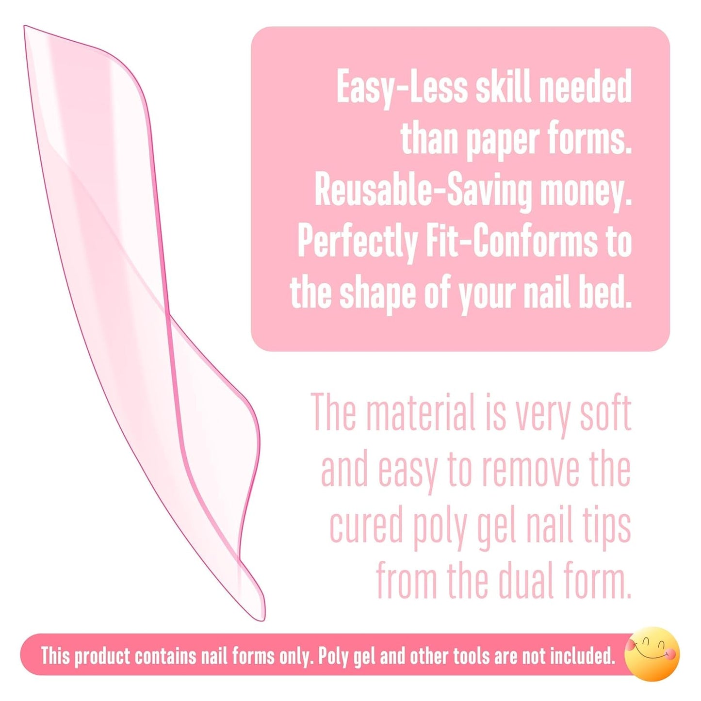 300 Pcs Toe Nail Dual Forms for Poly Gel Toenail Extension, PINK, Reusable Molds for Polygel Buider Hard Gel Acrylic French Tip Toenails, for Nail Art Salon Pedicure & DIY at Home 15 sizes-Velvo Beauty