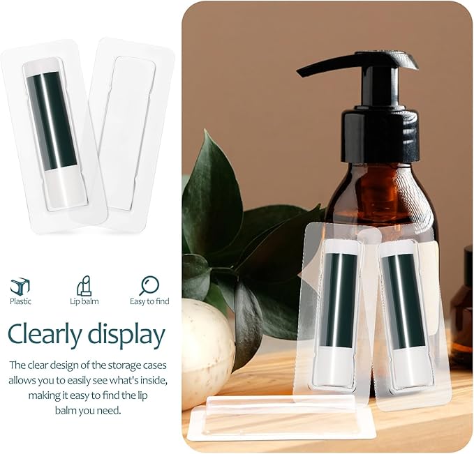 VILLCASE Lip Balm Pouches, 40pcs Plastic Lipstick Money Holder Clear Dome Lip Chap-Stick Money Cash Pounches, Lip Balm Cover for Gift Card DIY Crafts, Not Include Tape-Velvo Beauty