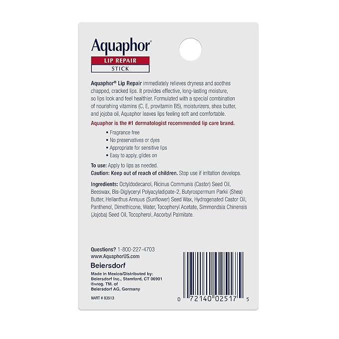 Aquaphor Lip Repair Stick, Lip Protectant, Moisturizing Lip Balm Multipack, 0.17 Oz, 2 Pack-Velvo Beauty
