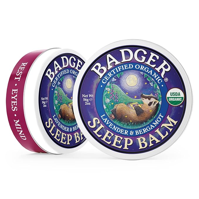 Badger - Sleep Balm, Lavender & Bergamot, Natural Sleep Balm, Scented Relaxing Balm for Children and Adults, Calming Night Balm, Organic Sleep Balm, 2 oz-Velvo Beauty