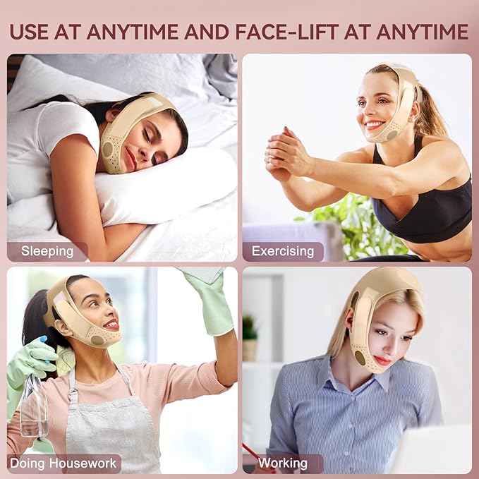 JUSRON V-Line Mask Chin Up Mask Face Strap, Soft Silicone Chin Strap V Shaped Face Mask, Jaw Exerciser 23-27 Inches (Neon Purple)-Velvo Beauty