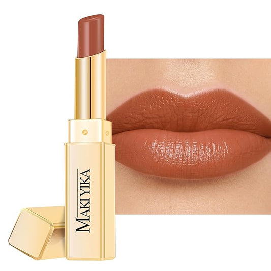 MAKI YIKA Moisture Light Brown Lipstick for Women Hydrate Lip Gloss for Dry Cracked Lips Weightless Glossy Lip Color Juicy Finish,M050 Milk Brown-Velvo Beauty
