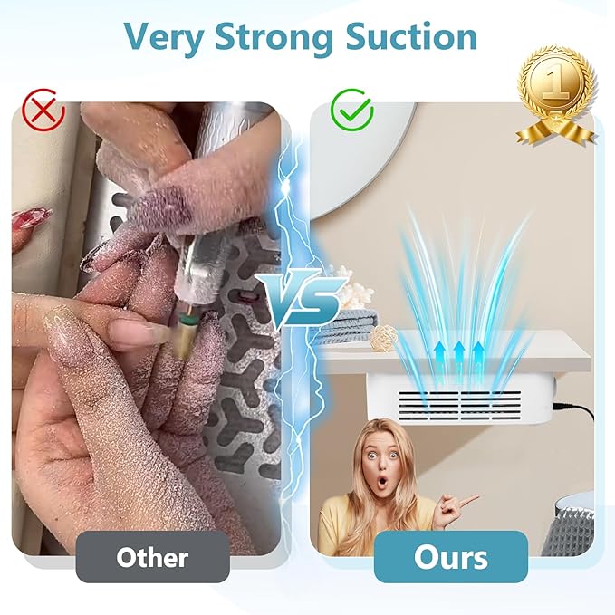 LIONVISON Nail Dust Collector For Salons: Manicure Pedicure Tool for Beginners DIY Nail Tech - Reusable Filter Fan Dust Suction Machine For Home-Velvo Beauty