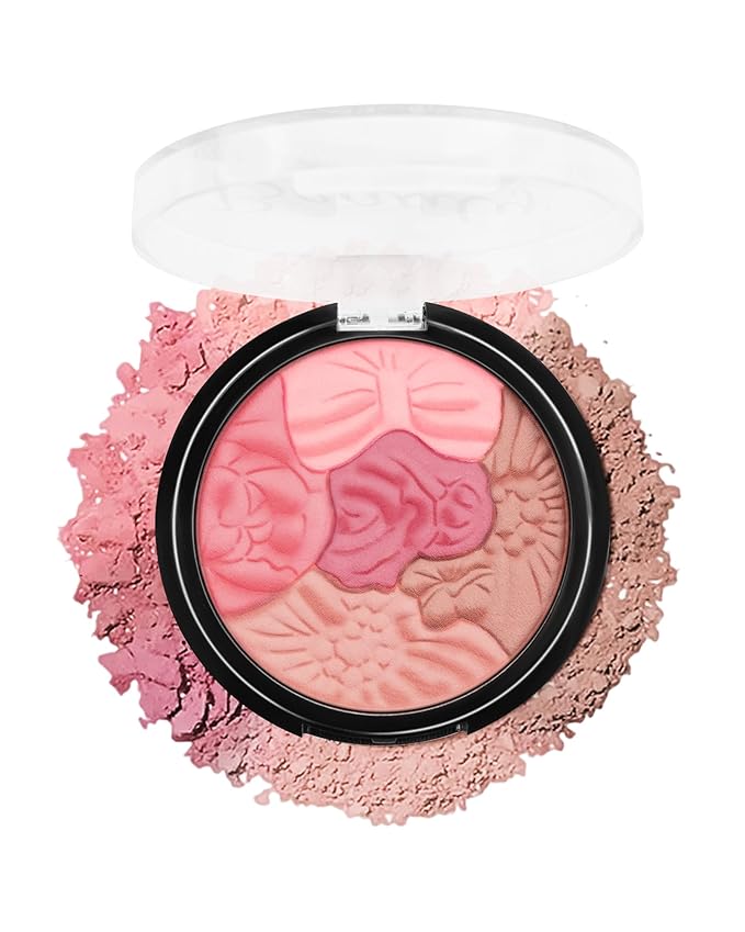 Flower Blush for Cheeks, Matte Shimmer Face Blush Powder, Eyeshadow Contour Multiuse Facial Make up Palette,Long Lasting Waterproof Embossed Blusher,Mother's Day Makeup Gift for Women-03#Rose Red-Velvo Beauty