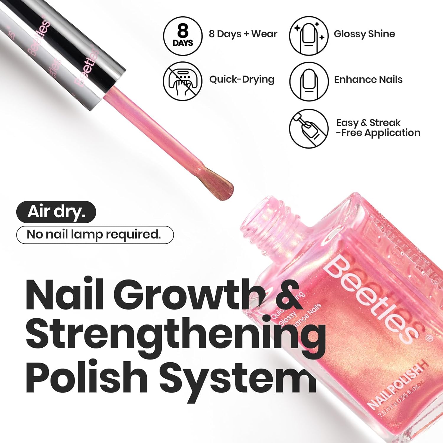 Beetles Pearl Nail Polish Set Mermaid Glow, 6 Colors Shimmer Pearl Pink Purple Quick Dry Nail Polish Long Lasting DIY Manicure Gift for Girls Women Nail Strengthener Polish-Velvo Beauty