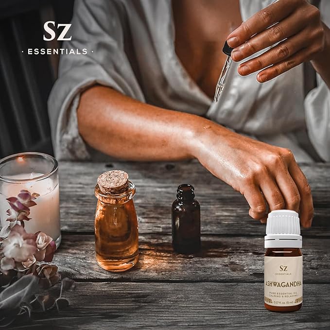 Ashwagandha Essential Oil, 100% Pure and Natural - Undiluted, Steam Distilled from Withania Somnifera - Woody & Earthy Scent with Nutty Overtones - Therapeutic Grade & Vegan - 0.17oz-Velvo Beauty