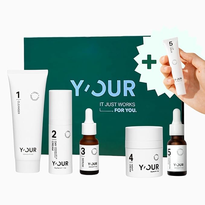 Y'OUR Skincare System, Contains: Moisturizing Cleanser, Antioxidant Day Cream, Calming Serum, Revitalizing Night Cream, Intensive Hydration Serum (Hydrating Skincare (Set of 5))-Velvo Beauty