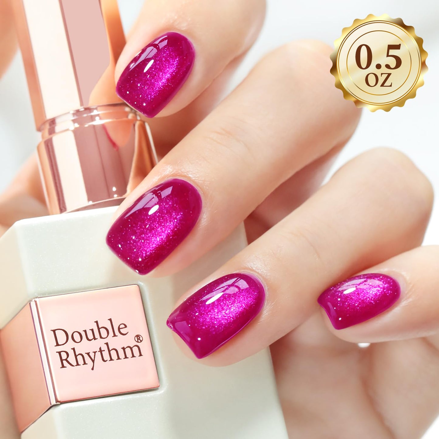 Double Rhythm 15ML Ice Glass Cat Eye Gel Polish with Magnet Holographic Glitter Shimmer Translucent Sheer Color Salon Soak Off Magnetic at Home (Pitaya Purple-MC1072)-Velvo Beauty