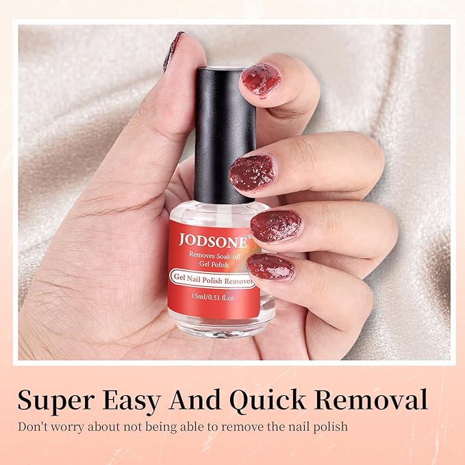 JODSONE Gel Nail Polish Remover Kit - Set with 15ml Gel Nail Polish Remover, Cuticle Oil and Latex Tape, and Complete Remover Manicure Tool Set, No Soaking-Velvo Beauty
