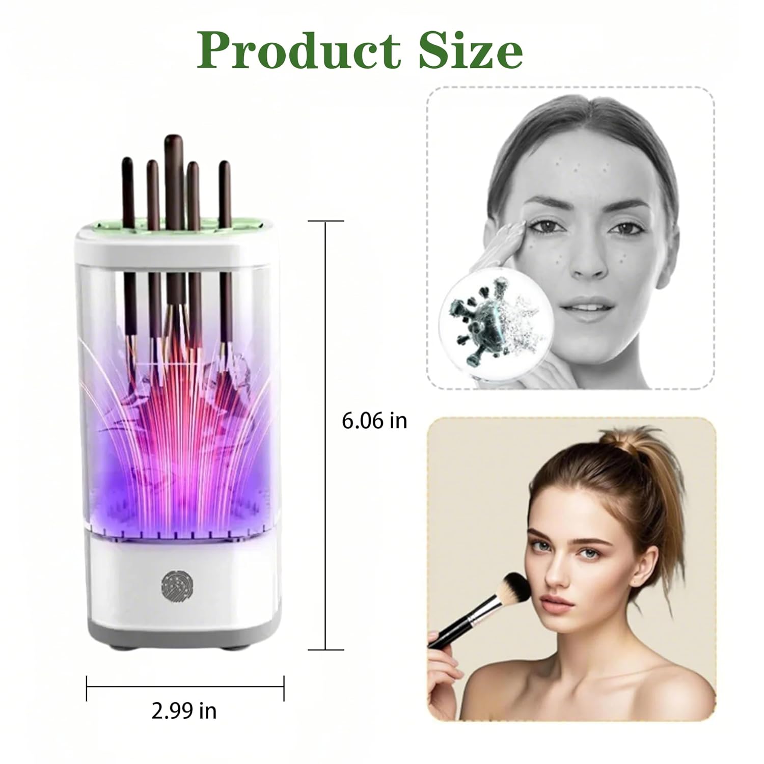 3 IN 1 Automatic Makeup Brush Cleaner-9000 RPM Makeup Brush Cleaner Machine and Dryer Portable Automatic USB Cosmetic Brushes Cleaner Tool for All Size Beauty Makeup Brush Travel Set-Velvo Beauty