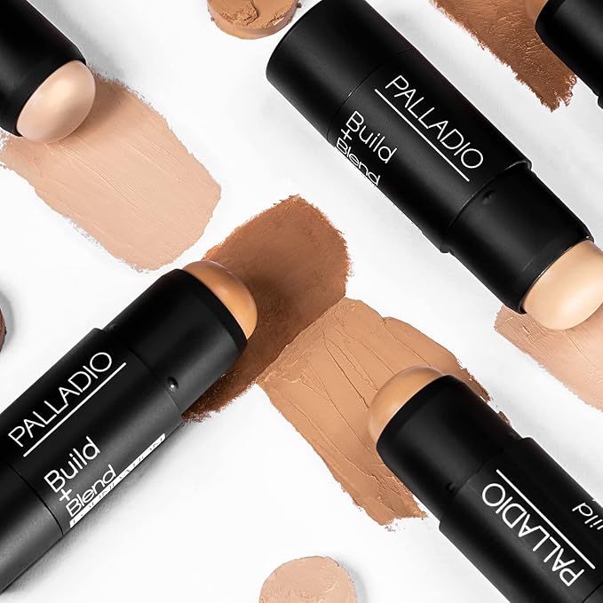 Palladio BUILD & BLEND Foundation Stick, Medium Coverage Buildable Contour Stick for Face, Ultra Blendable Creamy Formula for a Natural Shine Free Finish, Professional Makeup, 0.25 Ounce (Warm Brown)-Velvo Beauty
