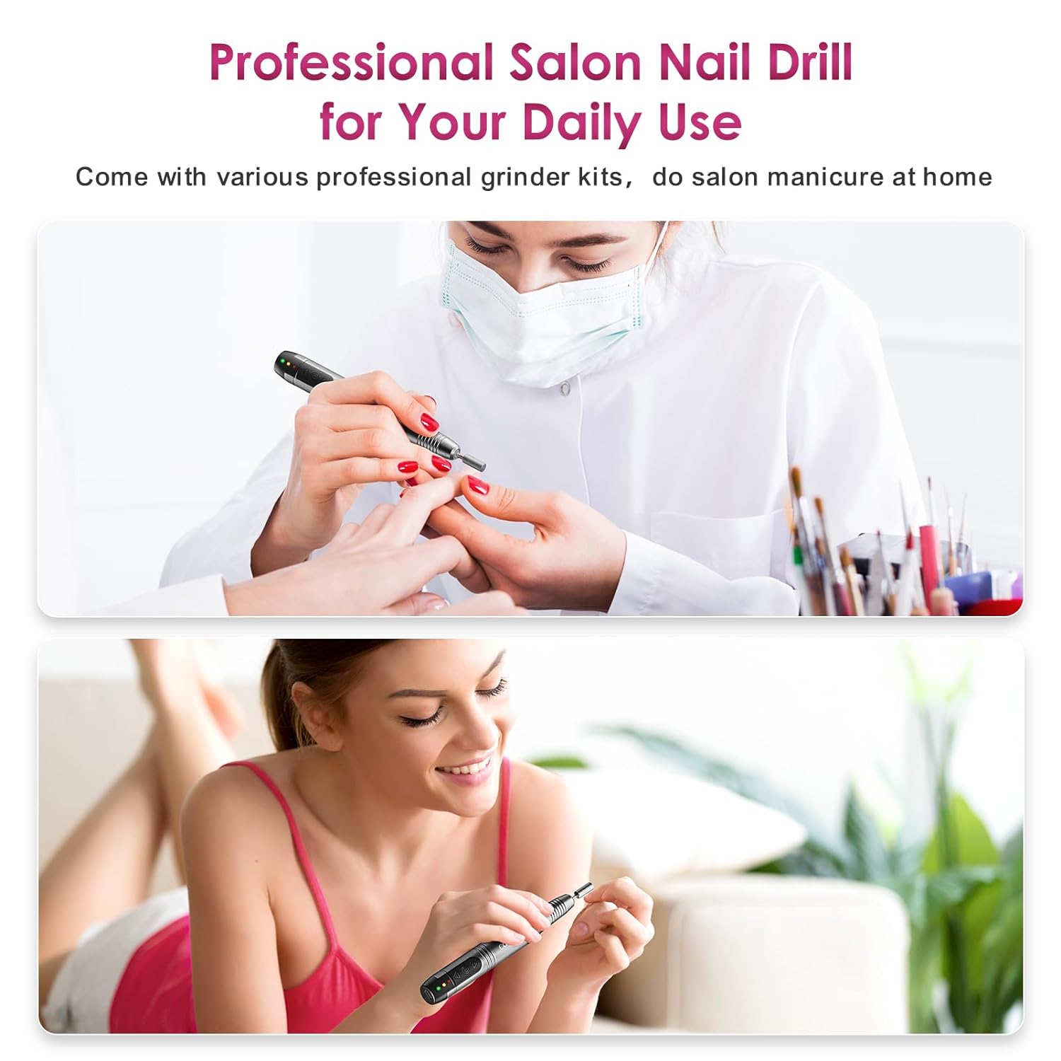 COSLUS Cordless Nail Drill Electric File: Professional for Acrylic Gel Dip Powder Nails Portable Nail Drill Machine Kit for Manicure Pedicure Nail Set with Everything Rechargeable Lightweight-Velvo Beauty