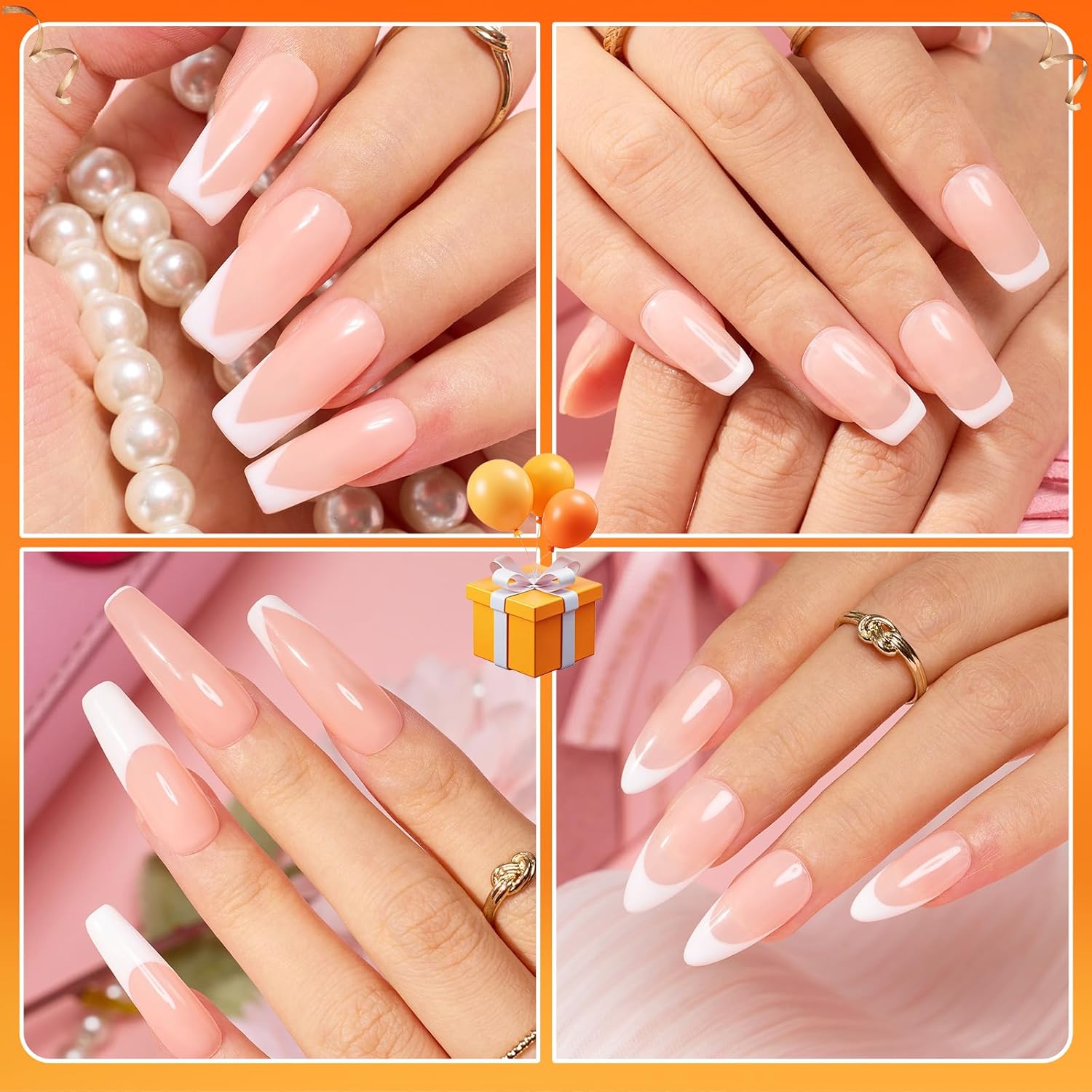 Beetles Nail Stamp, 4Pcs French Tip Tool Easy Manicure Nail Stamper Single Head Soft Silicone Long & Short French Tip Stamp Tool with 2Pcs Nail Scraper Decorations Gift for Women-Velvo Beauty