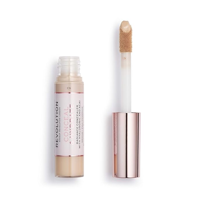 Makeup Revolution Conceal and Hydrate Concealer, Full Coverage & Matte Finish, C5 for Light Skin Tones, Vegan & Cruelty-Free, 0.7 Fl Oz-Velvo Beauty