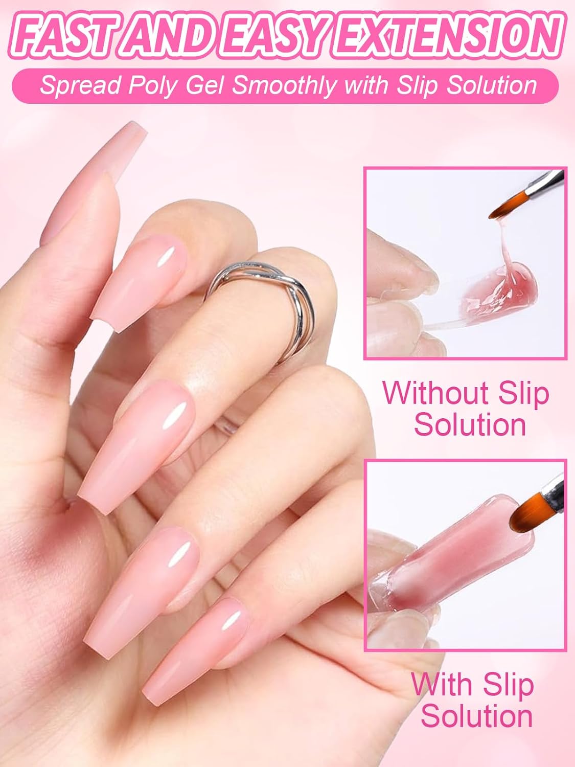 EBANKU Poly Gel Slip Solution for Nails - Anti-Stick Slip Solution for Builder Gel Nails, Brush Clean Liquid with Dual-Ended Nail Brush, 3PCS Nail Clips for Beginners & Home Salon, 2.5oz-Velvo Beauty