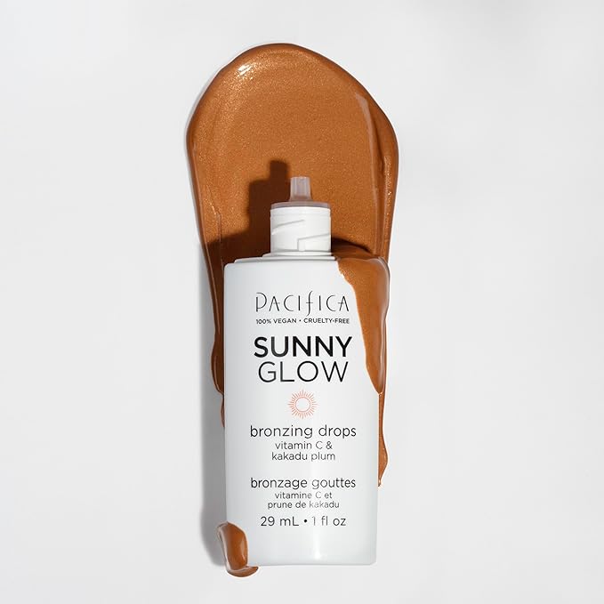 Pacifica Sunny Glow Liquid Face Bronzer Drops - Face Makeup Bronzing For Face & Cheeks for Instant Sun-Kissed Glow - Vitamin C & Glycolic Acid Infused Liquid Bronzer Illuminating Highlighting Clean-Velvo Beauty