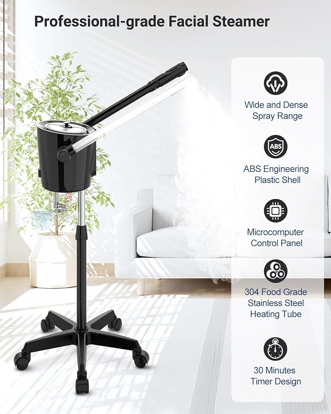 Kingsteam 2-in-1 Hot & Cold Facial Steamer with Ozone & Ionic Technology,Deep Cleansing & Moisturizing,30-Min Timer,Large Water Tank for Professional Estheticians, Beauty Salons & Home Use-Velvo Beauty