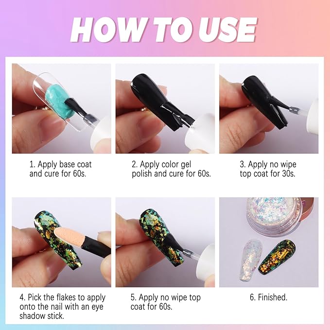 Laza Ice Blue Pearl Chameleon Flakes Nail Glitter Irregular Opal Nail Foil Flakes Chunky Confetti Color-Shift Sequins Iridescent Fairy Dust for Mermaid Nails Design, Nail Decorations for Nail Art-Velvo Beauty