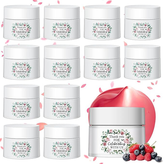 12 Pcs Thank You Lip Sleeping Mask Bulk Bridal Shower Gifts for Guests Thank You for Celebrating with Us Lip Mask Moisturize Nourish for Wedding Bridal Shower Favor Christmas Gift(Floral)-Velvo Beauty