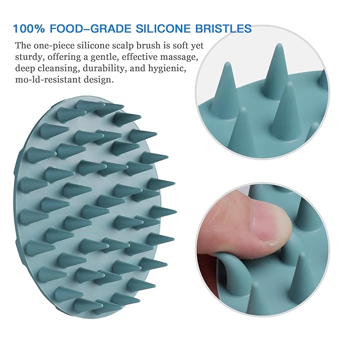 INNERNEED Scalp Massager Shampoo Brush, Wet & Dry Manual Scalp Care Head Scrubber Hair Washing, Soft Silicone Bristles, for Hair Growth, Dandruff Removal (Dark Green)-Velvo Beauty