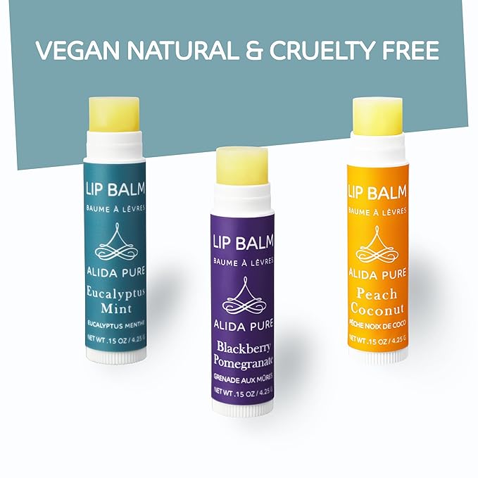 Fruit Mint Lip Balm Collection, Vegan Lip Balm Set, Bees Wax Free, Coconut Oil Free, Avocado Oil, Organic Jojoba Oil, Vitamin E, Natural Moisturizer For Dry Cracked Lips, 3 Tube Set-Velvo Beauty