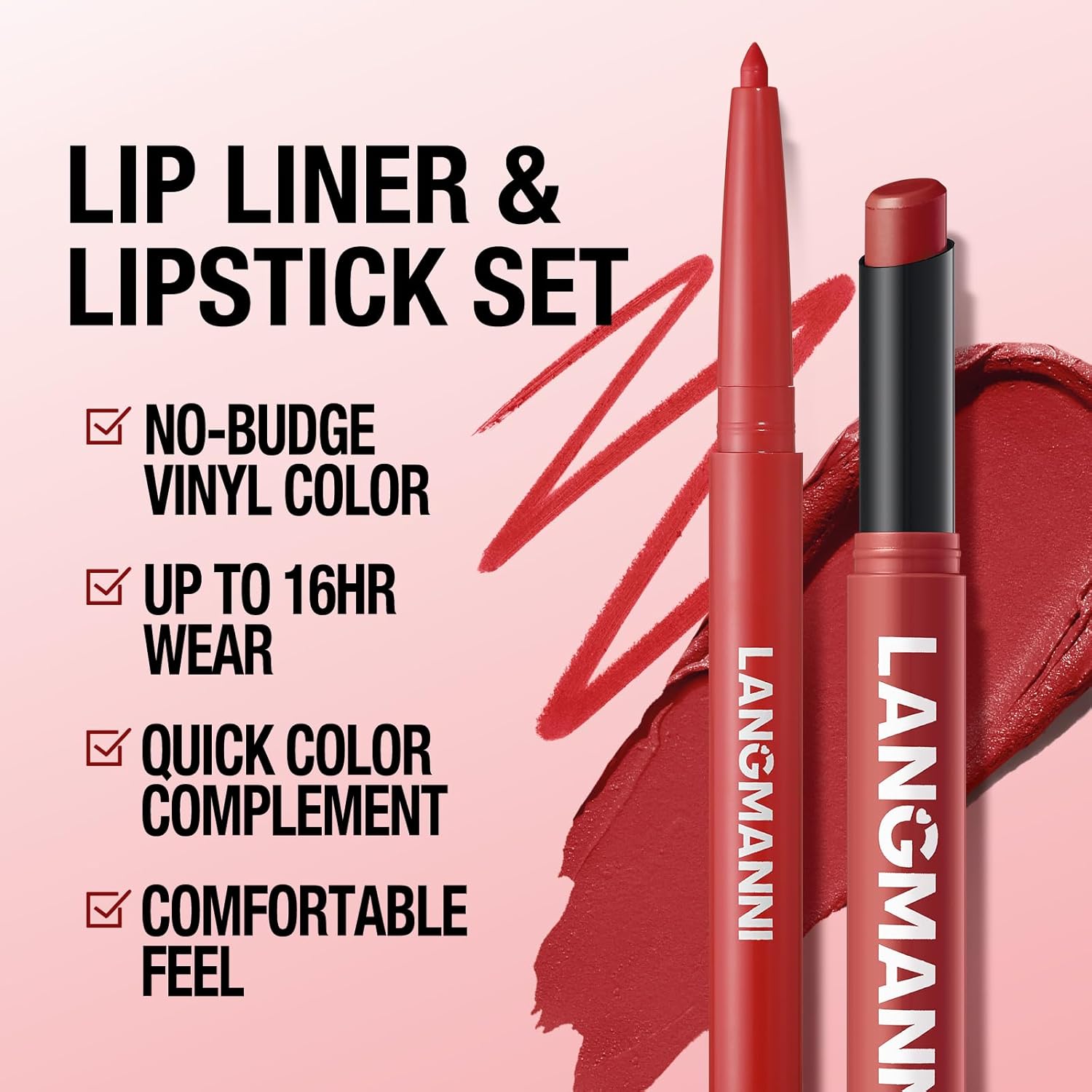 Jolilab 6Pcs Lip Set: 3 Colors Lip Liner+3 Colors Lipstick, Matte/Creamy, Long-Lasting, Bold/Nude Shades for Daily/Party, Vegan, Gift for Makeup Lovers.(#02+04+07)-Velvo Beauty