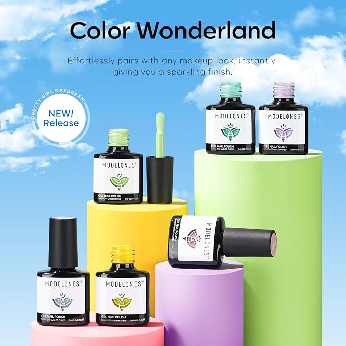modelones Spring Gel Nail Polish Set, 6 Colors Pastel Yellow Green Pink Purple Blue Shades Pale Macaron Light Colors Nail Art Gel Design for Women Girl Nail Lovers Gift Salon DIY-Velvo Beauty