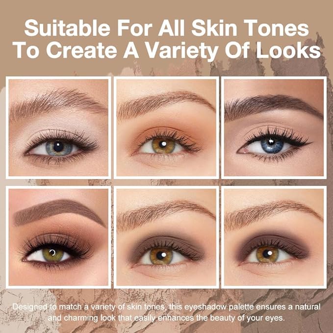 6 Colors Mini Nude Brown Neutral Eye Shadow Palette Makeup for Older Women, Matte Shimmer Eyeshadow Palette Highly Pigmented Waterproof, paleta de sombras de ojos, Vegan & Cruelty-free, 10-Velvo Beauty