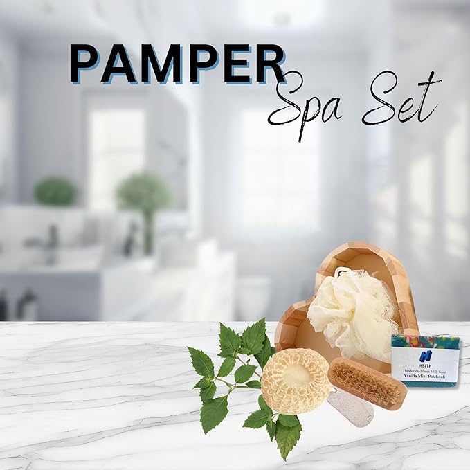 Spa Kit Birthday Box With Loofah Body Brush Vanilla Mint Patchouli Goat Milk Soap-Velvo Beauty