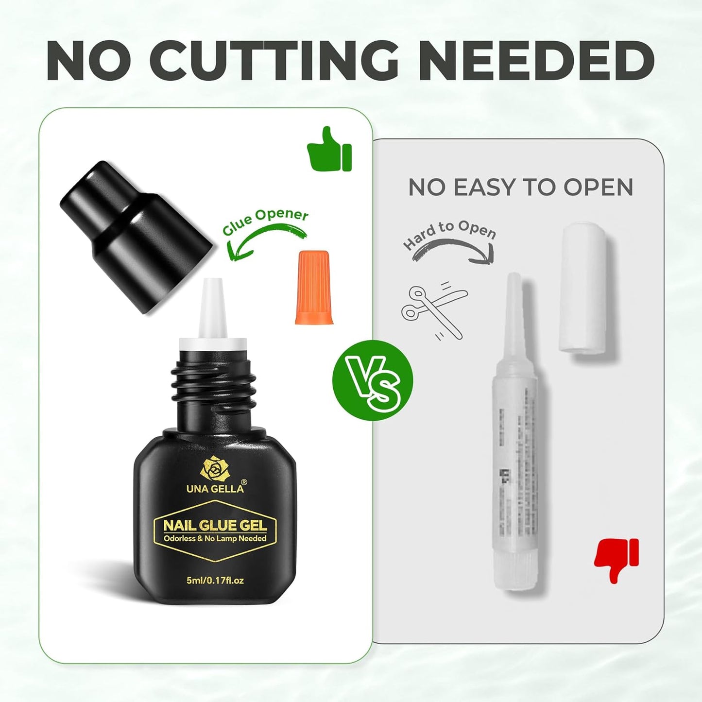 UNA GELLA Super Strong Gel Nail Glue for Press Ons: No U V Lamp Needed Glue Gel, Travel-Size 5ml Nail Adhesive for Press on Nails, Nail Tips&Acrylic Nails-Quick Dry, No Smell, Long-Lasting-Velvo Beauty