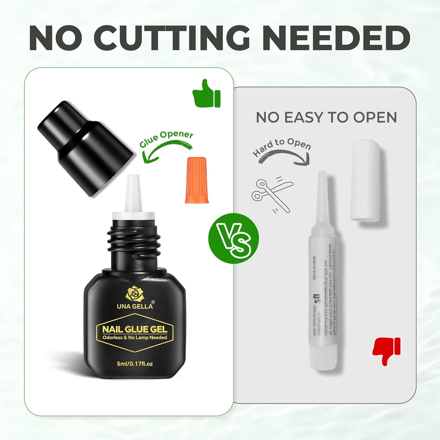 UNA GELLA Super Strong Gel Nail Glue for Press Ons: No U V Lamp Needed Glue Gel, Travel-Size 5ml Nail Adhesive for Press on Nails, Nail Tips&Acrylic Nails-Quick Dry, No Smell, Long-Lasting-Velvo Beauty